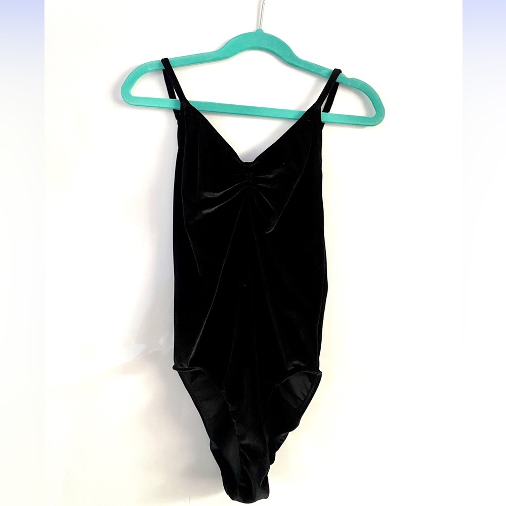 Small Black Velvet Bullet Pointe Ballet Leotard